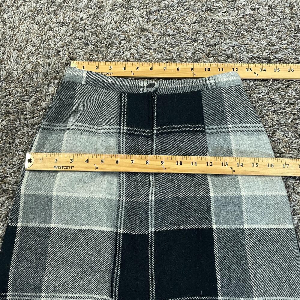 Vtg Pencil Skirt Size 8 Black Gray Plaid Check Midi Office Academia Preppy 90s - Picture 11 of 14